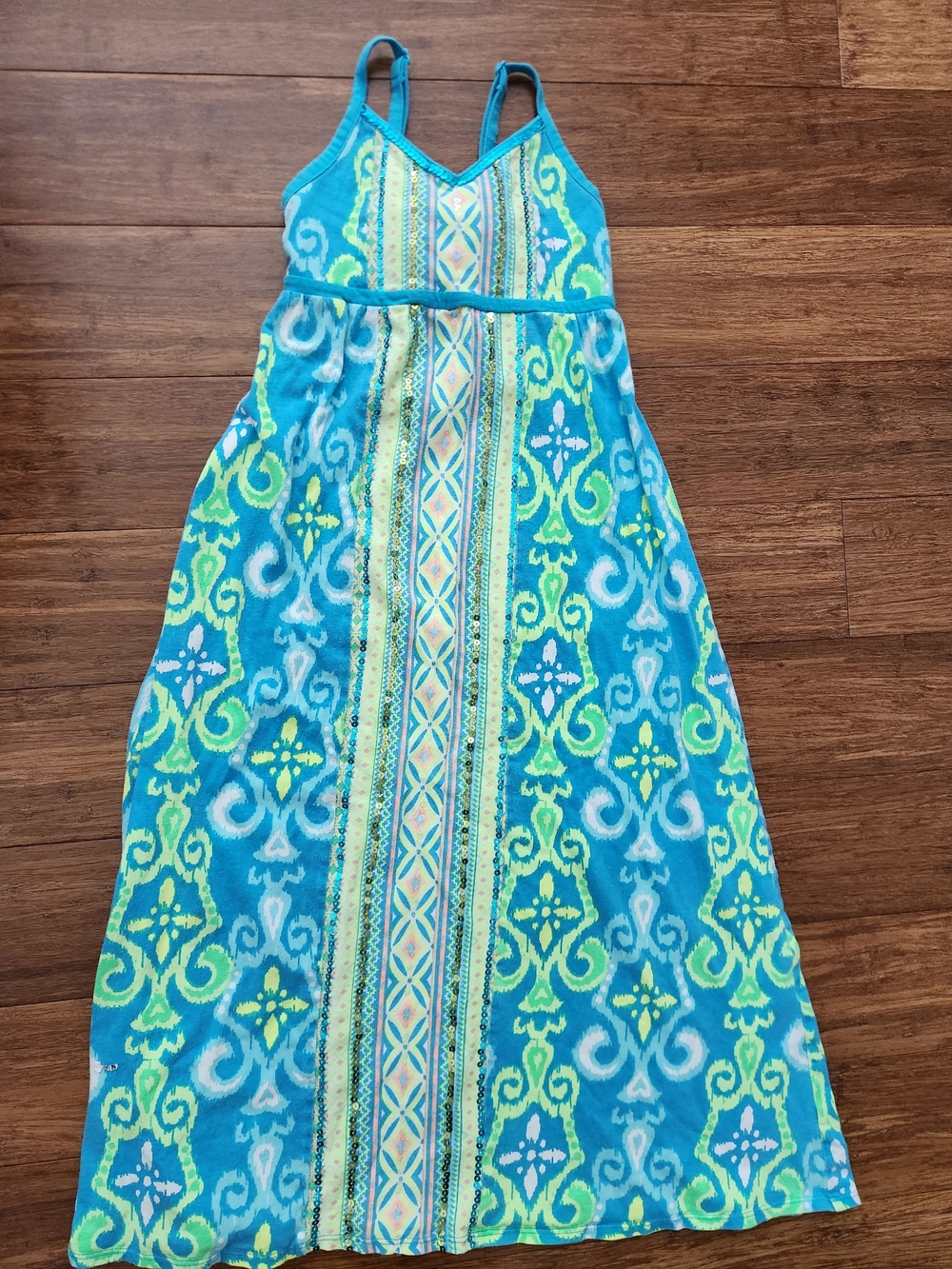 Justice Girl's Halter Sequins Maxi Sundress, Adjustable Strap Dress, Size 7